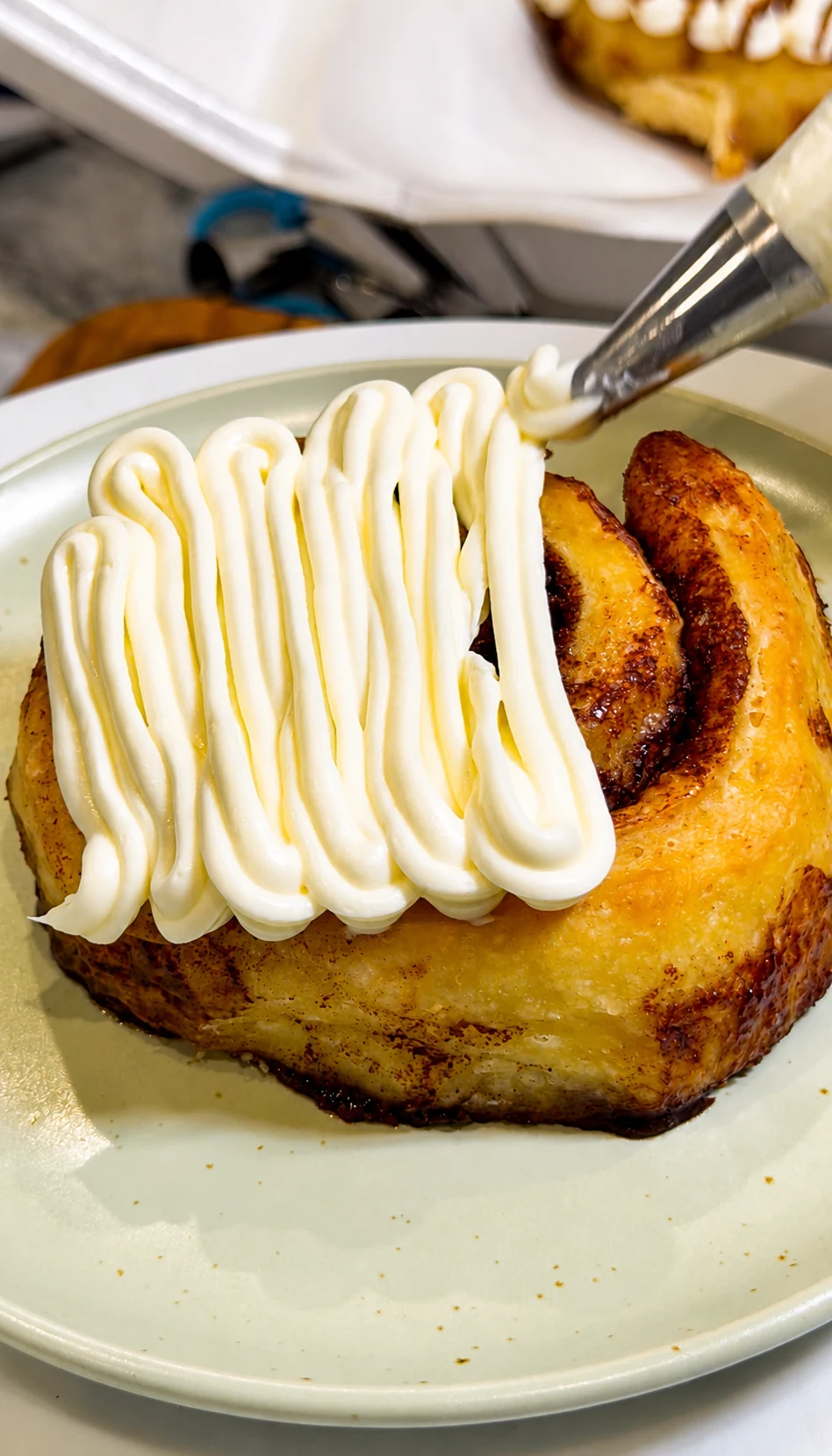 Fresh cream cheese cinnamon roll
